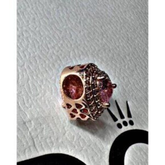 Pandora Sparkling Leveled Heart Charm Rose Gold - Picture 4 of 4